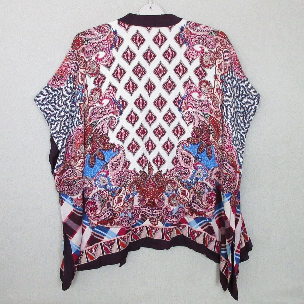 Chicos Cardigan Womens L/XL Paisley Open Front Kimono Sleeve‎ Purple Boho - Picture 2 of 6